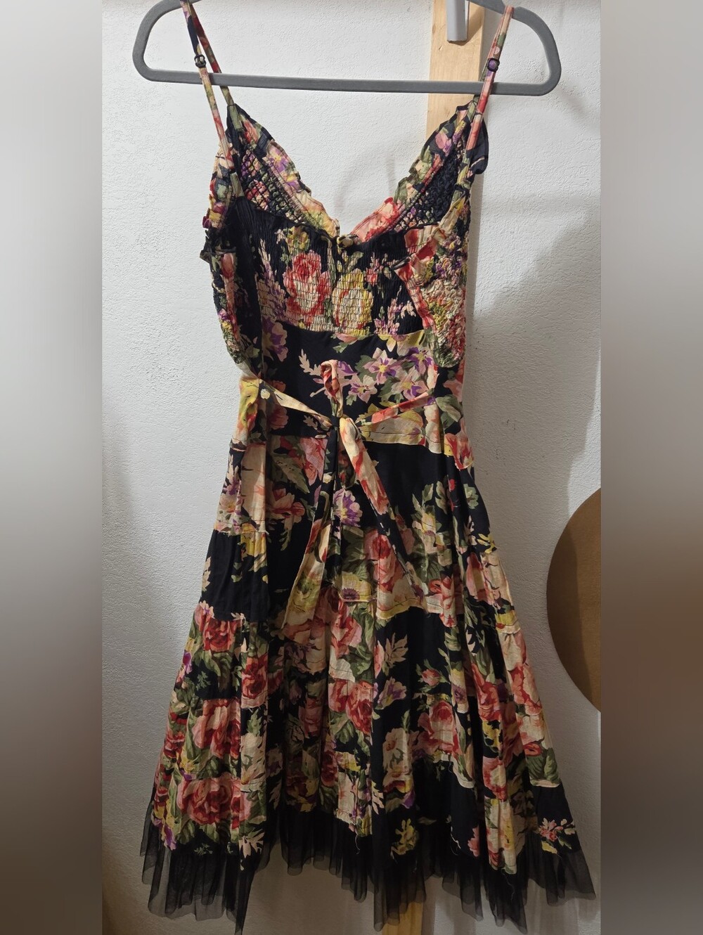 *connected apparel Black Floral Lace-Trim Midi Dress Pit 23 L 48 NO POCKETS - Picture 3 of 3